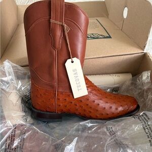 Tecovas Men's Tan Ostrich Leather Boots